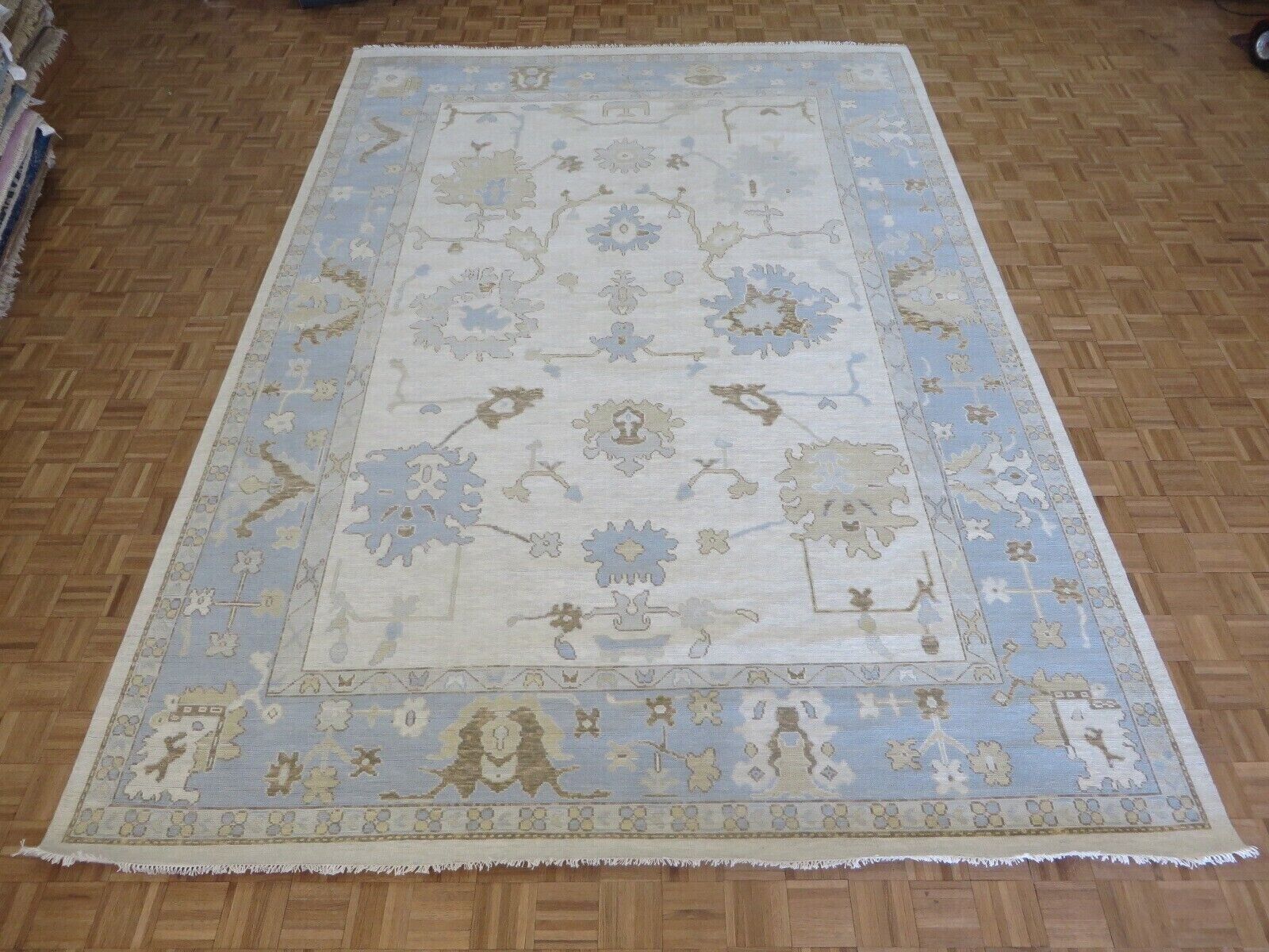 12 x 14'10 Hand Knotted Ivory Modern Oushak Oriental Rug G15688