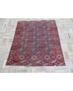 3'4 x 3'10 Hand Knotted Red Antique Fine Bokara Oriental Rug G15450