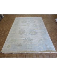 9 x 12'3 Hand Knotted Ivory Modern Oushak Oriental Rug G15511