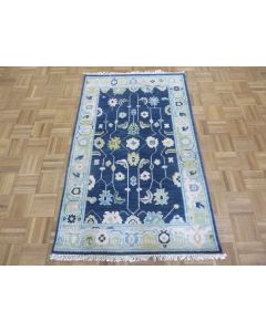 3 x 5 Hand Knotted Denim Blue Colorful Oushak Oriental Rug G15513