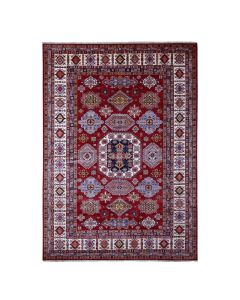 8'10"x12'5" Scarlet Red Afghan Super Kazak Wool Hand Knotted Oriental Rug G89132