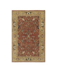 6'x9'2" Rubor Red Heris Re-Creation All Wool Hand Knotted Oriental Rug G90912