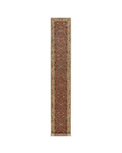 2'7"x18'2" Red Antiqued Fine Heris Re-Creation Hand Knotted XL Runner Rug G90915