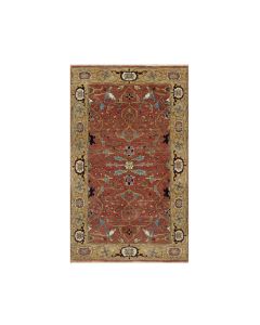 3'x5'1" Auburn Red Antiqued Heris Re-Creation Hand Knotted Oriental Rug G90921