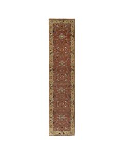 2'8"x12' Venetian Red Hand Knotted Pure Wool Heris Re-Creation Runner Rug G90925