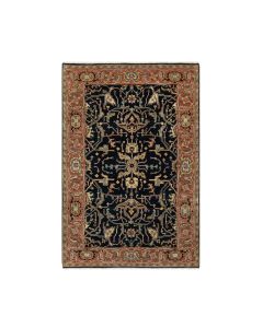 4'2"x6'3" Oxford Blue Heris Re-Creation Hand Knotted Wool Oriental Rug G90930