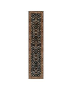 2'8"x12'1" Caviar Blue Heris Re-Creation Hand Knotted Runner Oriental Rug G90932