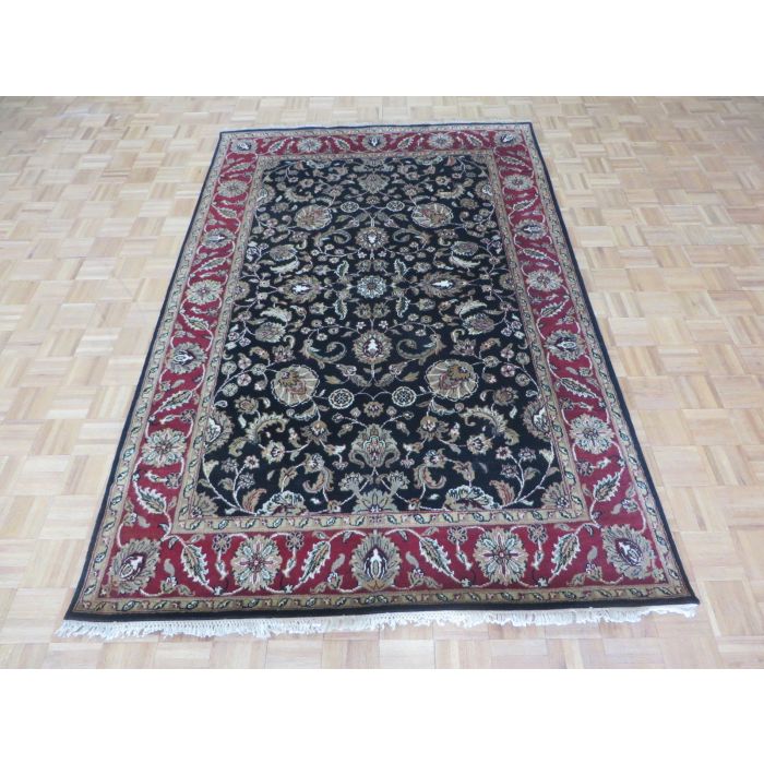 6 X 9 Hand Knotted Black Burgandy Agra Oriental Rug Tabriz G5048 ...