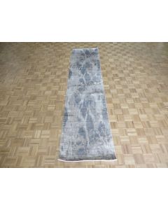 2'11 x 12'2 Runner Hand Knotted Gray Modern Abstract Oriental Rug G15411